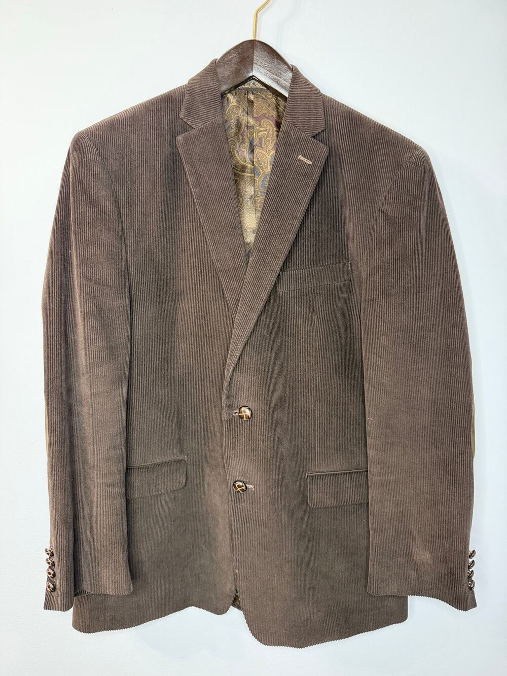 Lauren Ralph Lauren Corduroy Blazer Sport Jacket Brown Elbow Patch Men 42R